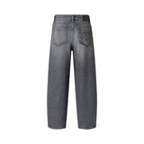 Jeans donna denim grigio con effetto schiarito