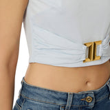 T-shirt donna in jersey di cotone con logo gioiello