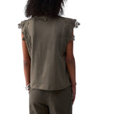 T-shirt donna con dettagli macramè