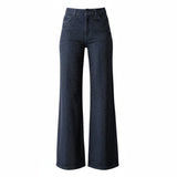 Jeans donna palazzo full-strass