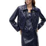 Giubbino donna aviator effetto pelle di coccodrillo