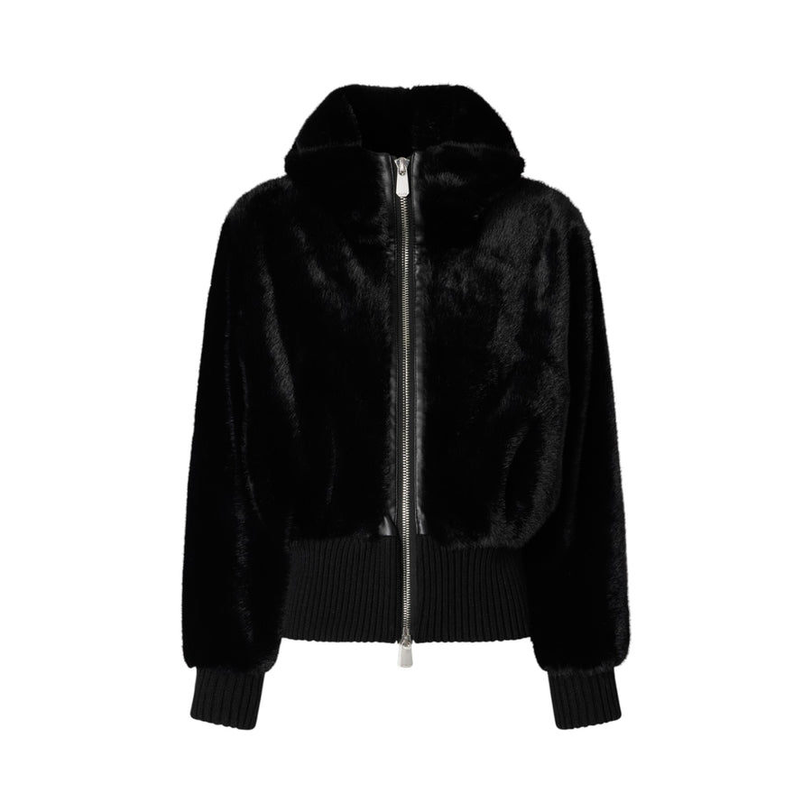 Bomber donna in tessuto effetto pelliccia