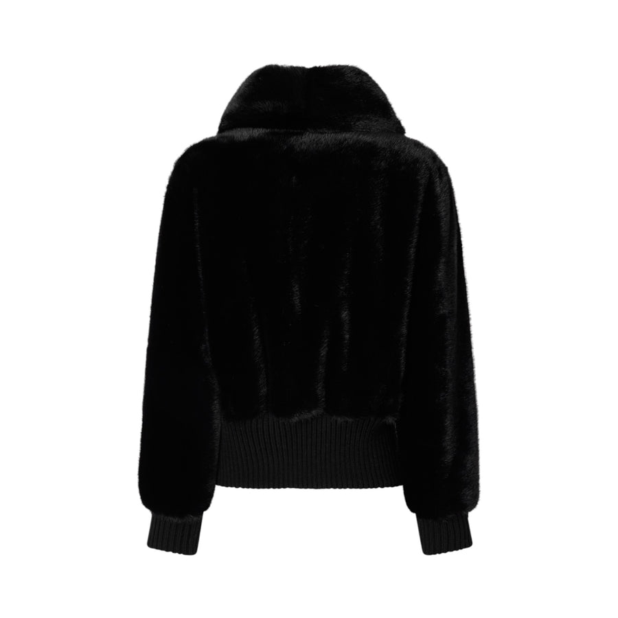 Bomber donna in tessuto effetto pelliccia