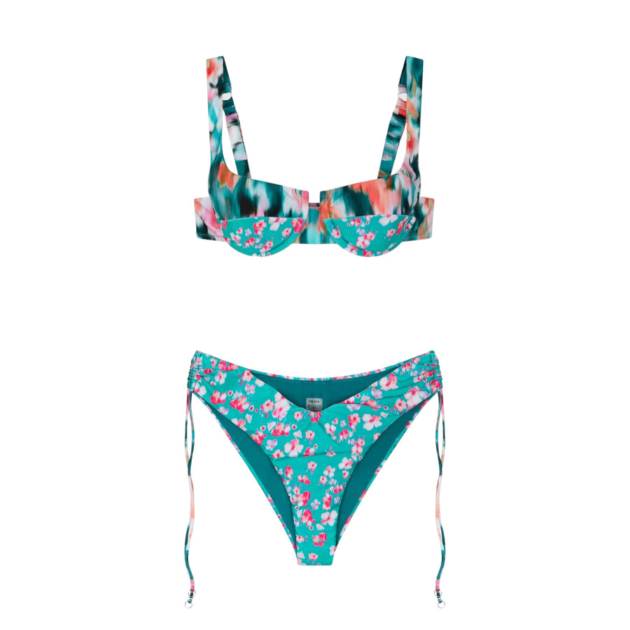 Bikini donna con ferretto e slip americano coprente glitch