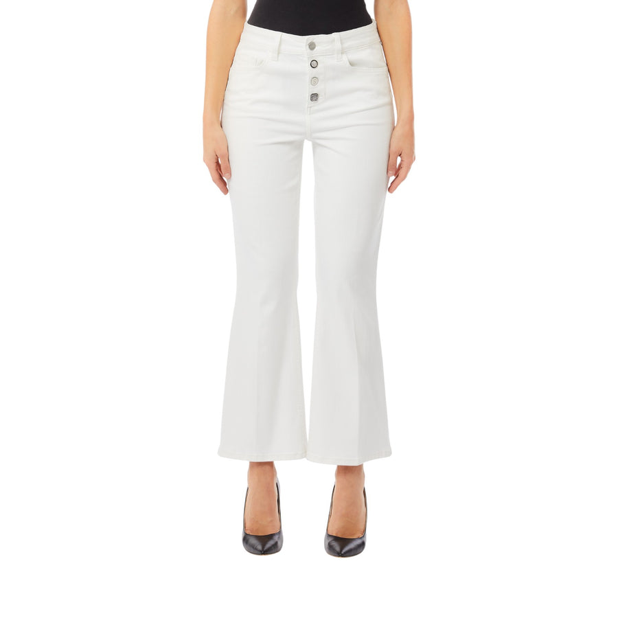 Jeans donna a trombetta con bottoni