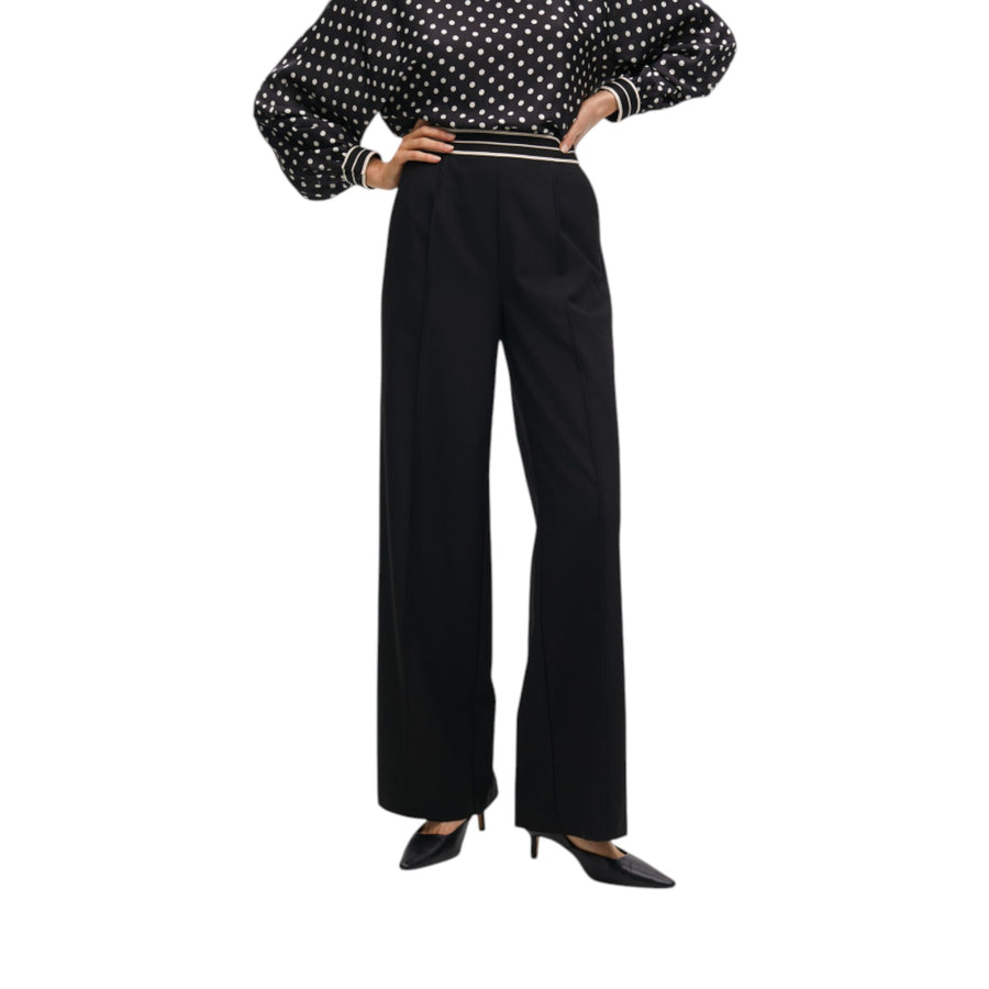 Pantalone donna dritto in gomma bicolore a contrasto