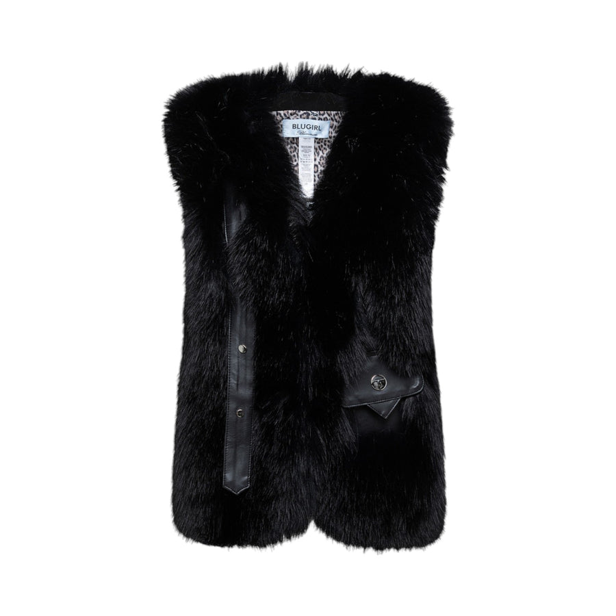 Gilet donna in faux fur con cinturini