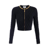 Cardigan donna in maglia a rombi con dettaglio gioiello