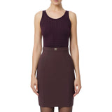 Top donna in lana con micro-logo jacquard