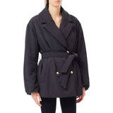 Cappotto donna corto doppiopetto con cintura