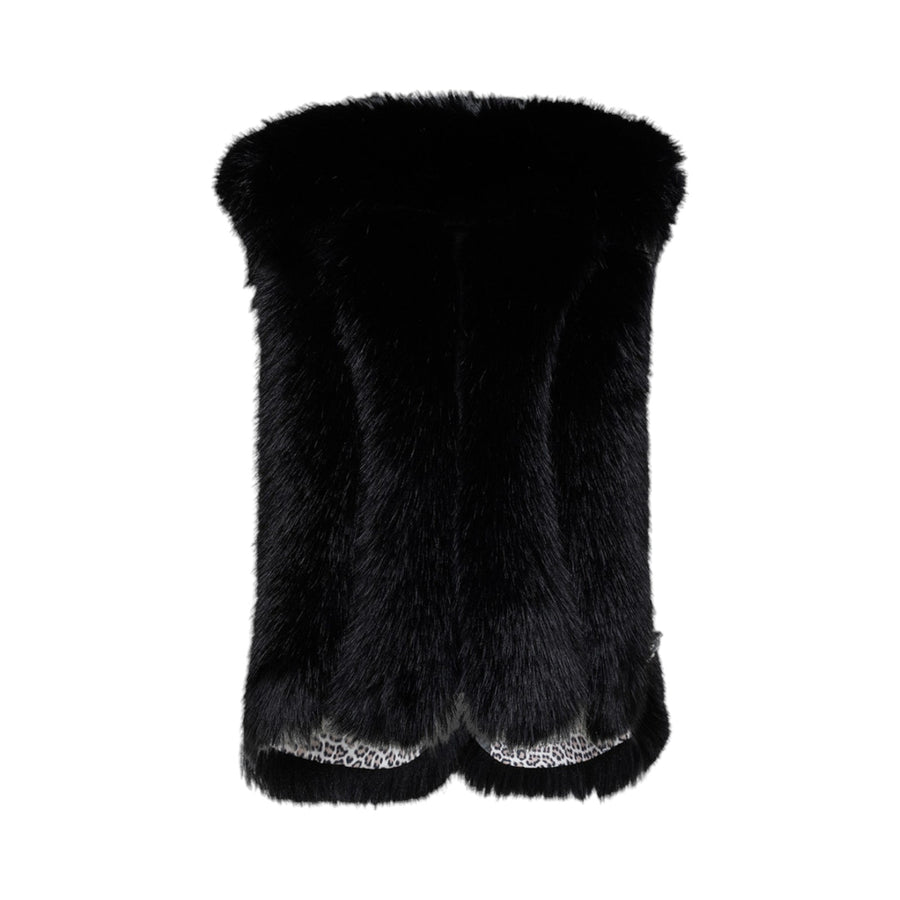 Gilet donna in faux fur con cinturini