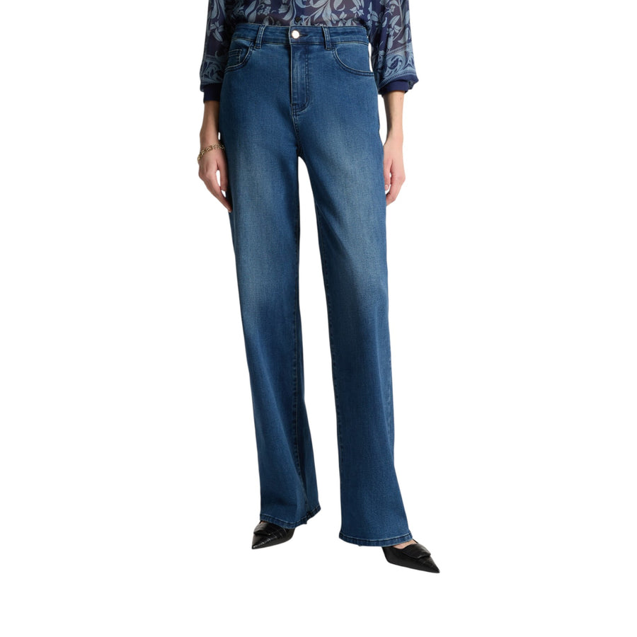 Jeans donna 5 tasche mid wide leg, "Wanda"