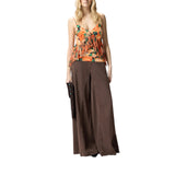 Top donna smanicato con frange e stampa floreale