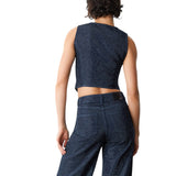 Gilet donna in denim full-strass