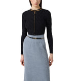 Cardigan donna in maglia a rombi con dettaglio gioiello