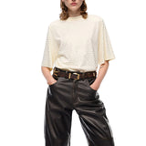 T-shirt donna con strass e logo