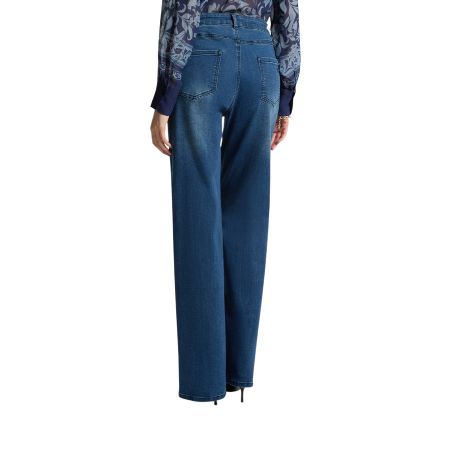 Jeans donna 5 tasche mid wide leg, "Wanda"