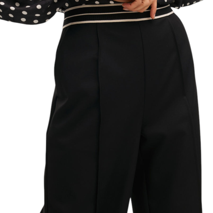 Pantalone donna dritto in gomma bicolore a contrasto