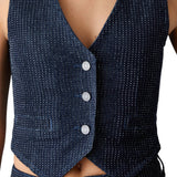 Gilet donna in denim full-strass