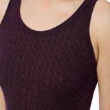 Top donna in lana con micro-logo jacquard