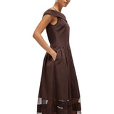 Abito donna midi in cotone e pizzo