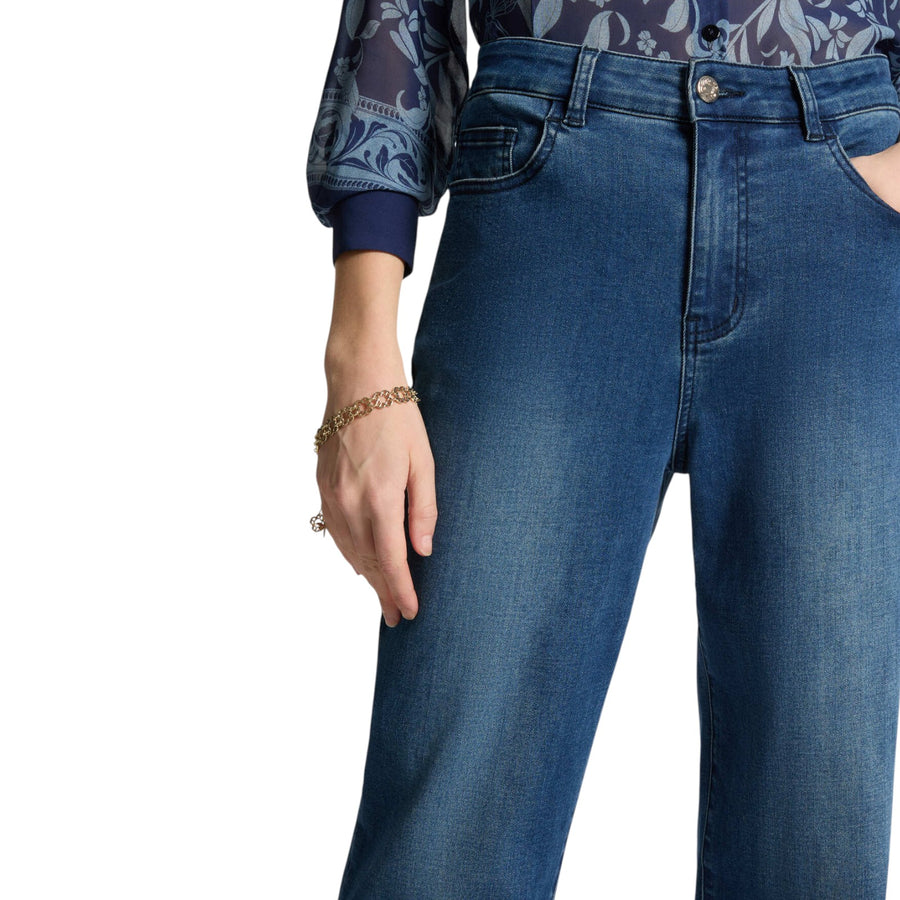Jeans donna 5 tasche mid wide leg, "Wanda"