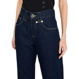 Jeans donna straight con perle gioiello