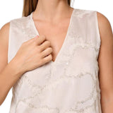 Top donna con ricamo a filo e canottiglie