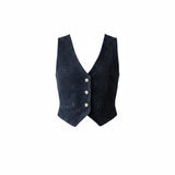 Gilet donna in denim full-strass
