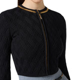 Cardigan donna in maglia a rombi con dettaglio gioiello