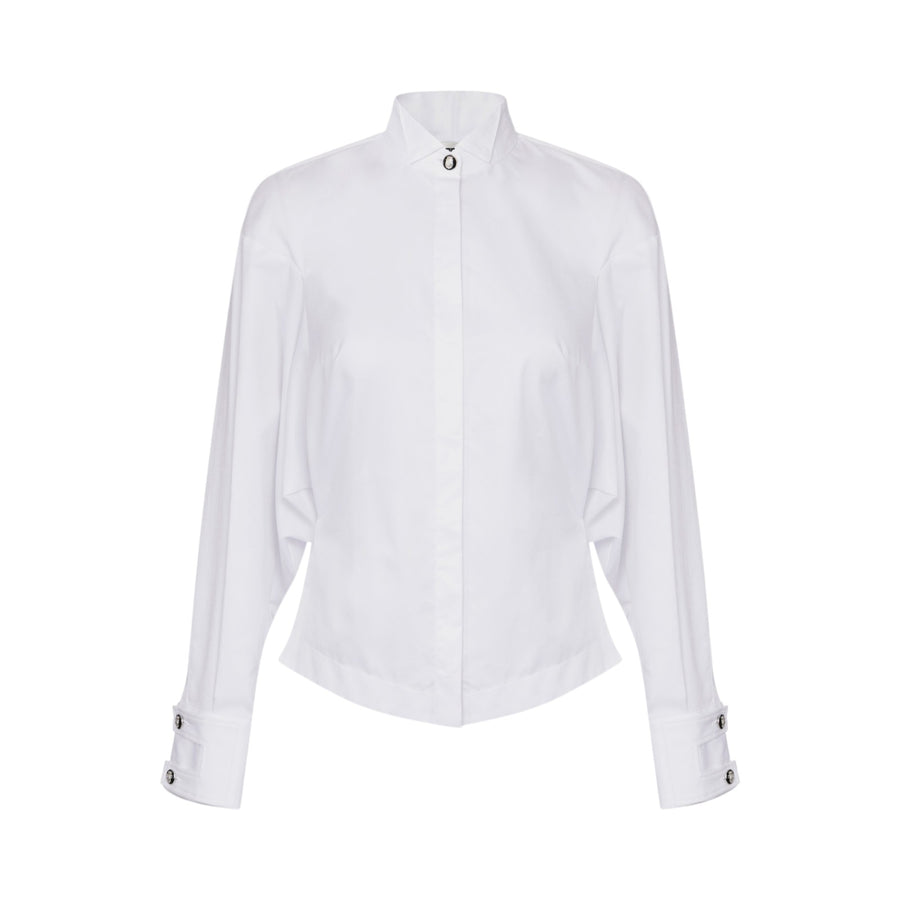 Camicia donna in popeline di cotone con colletto smoking