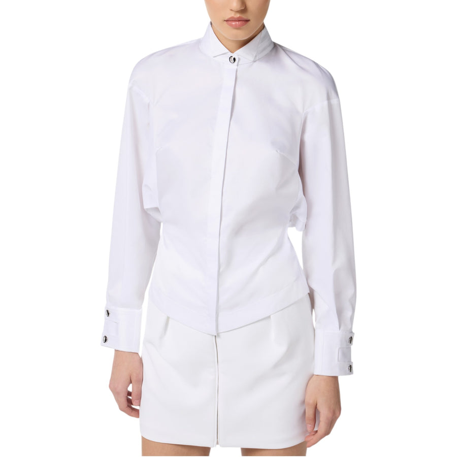 Camicia donna in popeline di cotone con colletto smoking