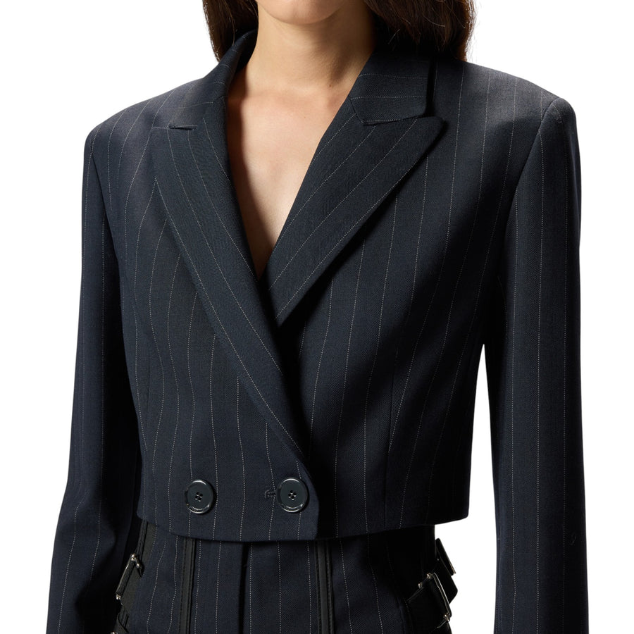 Giacca donna corta in lana poly gessata