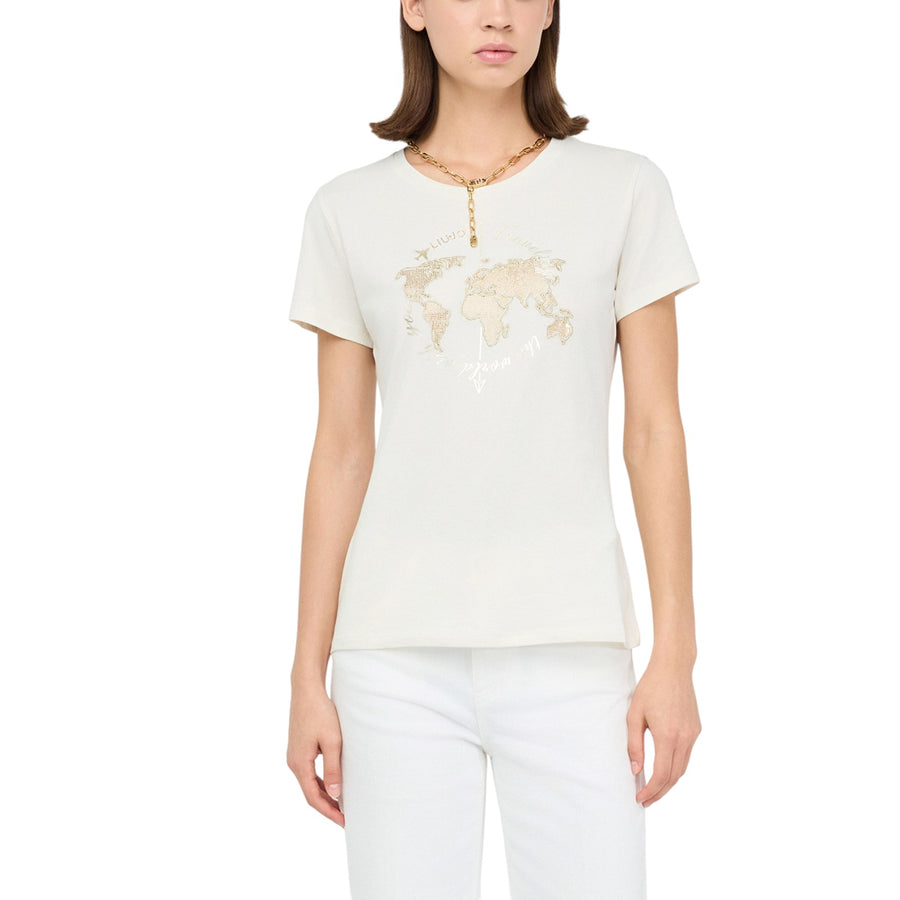 T-shirt donna con stampa laminata