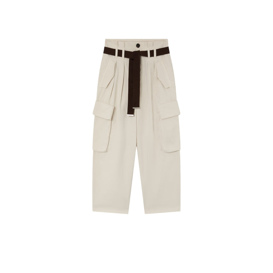 Pantaloni donna cargo oversize con cintura