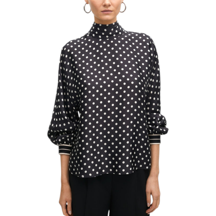 Blusa donna collo alto a pois