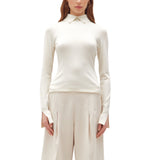 Maglia donna con colletto misto viscosa