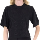 T-shirt donna con strass e logo