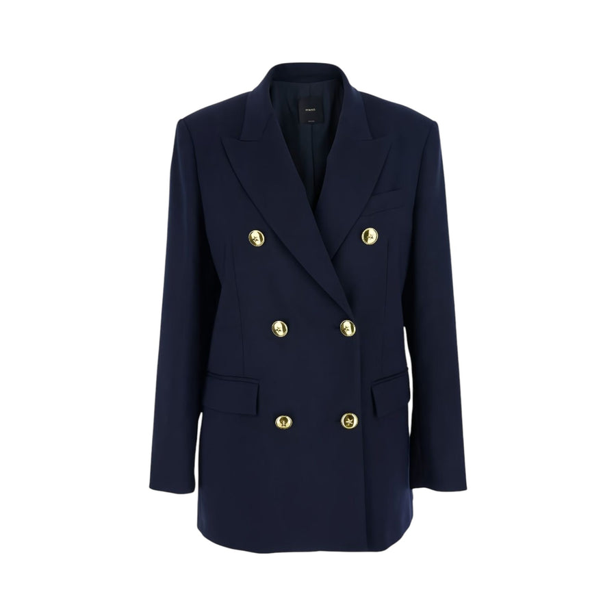 Blazer donna doppiopetto in lana con bottoni dorati
