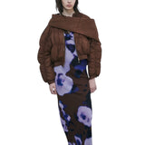 Piumino donna corto over con sciarpa removibile