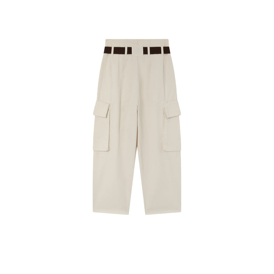 Pantaloni donna cargo oversize con cintura