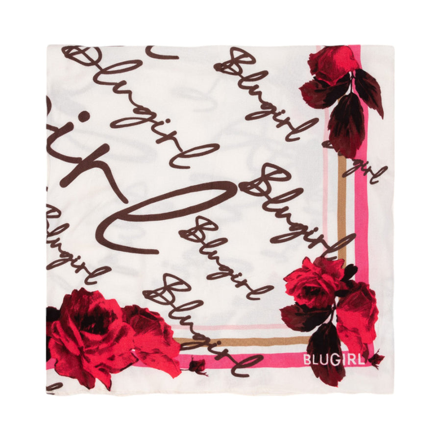 Foulard donna con stampa logo e rose