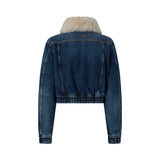 Giubbino donna trucker in denim con collo morbido