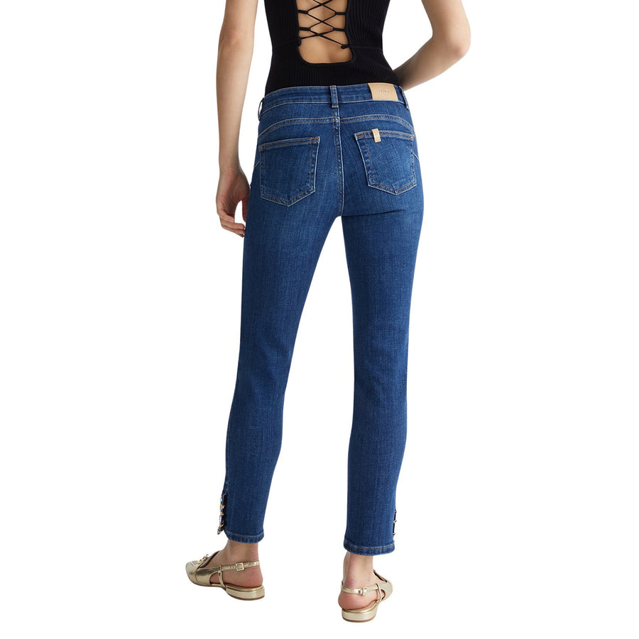 Jeans donna skinny bottom up con catene