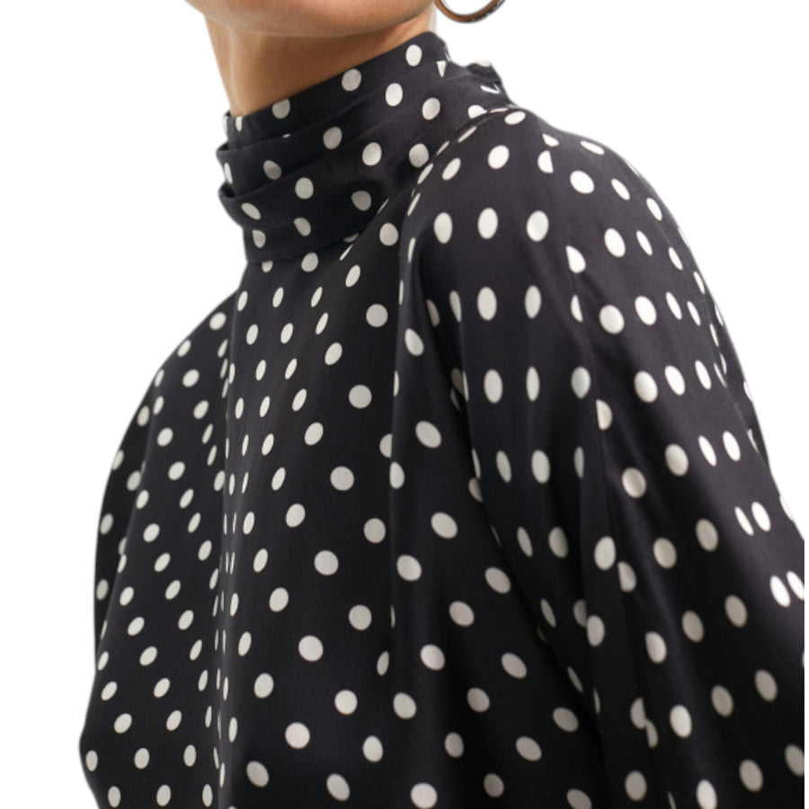 Blusa donna collo alto a pois