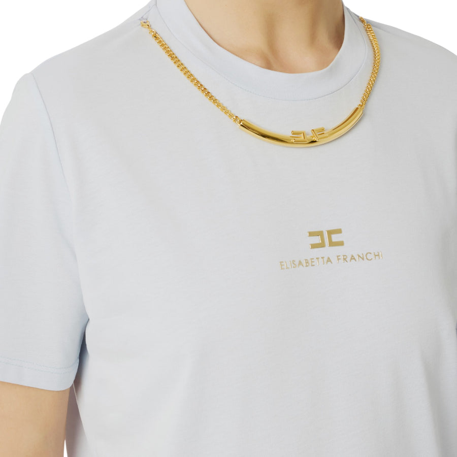 T-shirt donna in jersey di cotone con collana