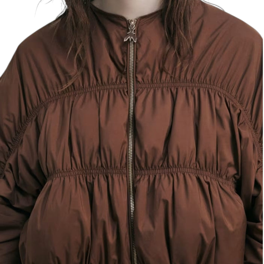 Piumino donna corto over con sciarpa removibile