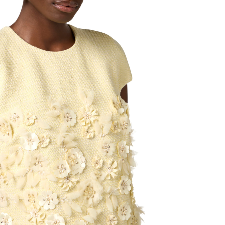 Abito donna in tweed con ricami floreali