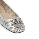 Ballerine donna traforate in nappa laminata