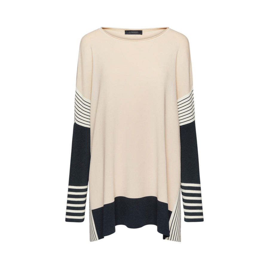 Maglia donna over colour block con righe